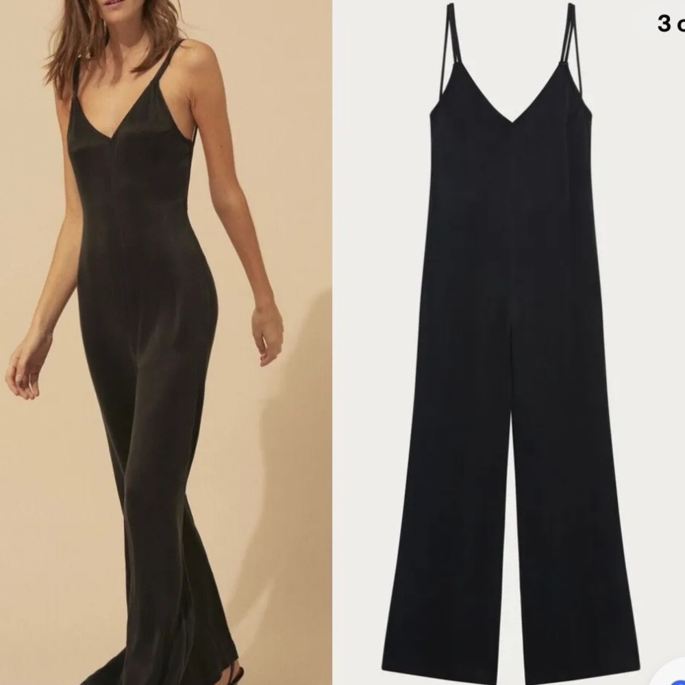 ba&sh jumpsuit, strappy, summery, textured black light material XS